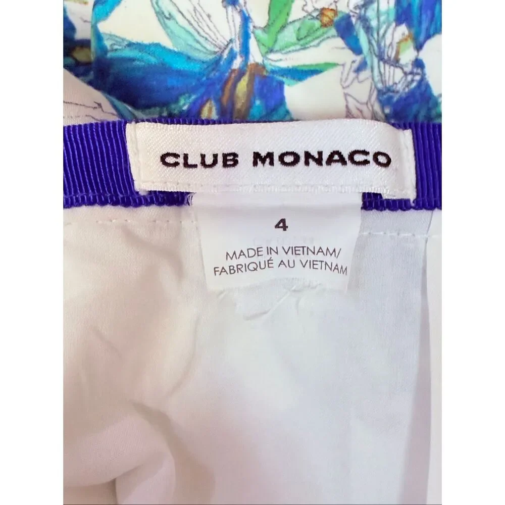 Club Monaco Womens Francis Blue Floral Fully Lined Straight Pencil Skirt Size 4